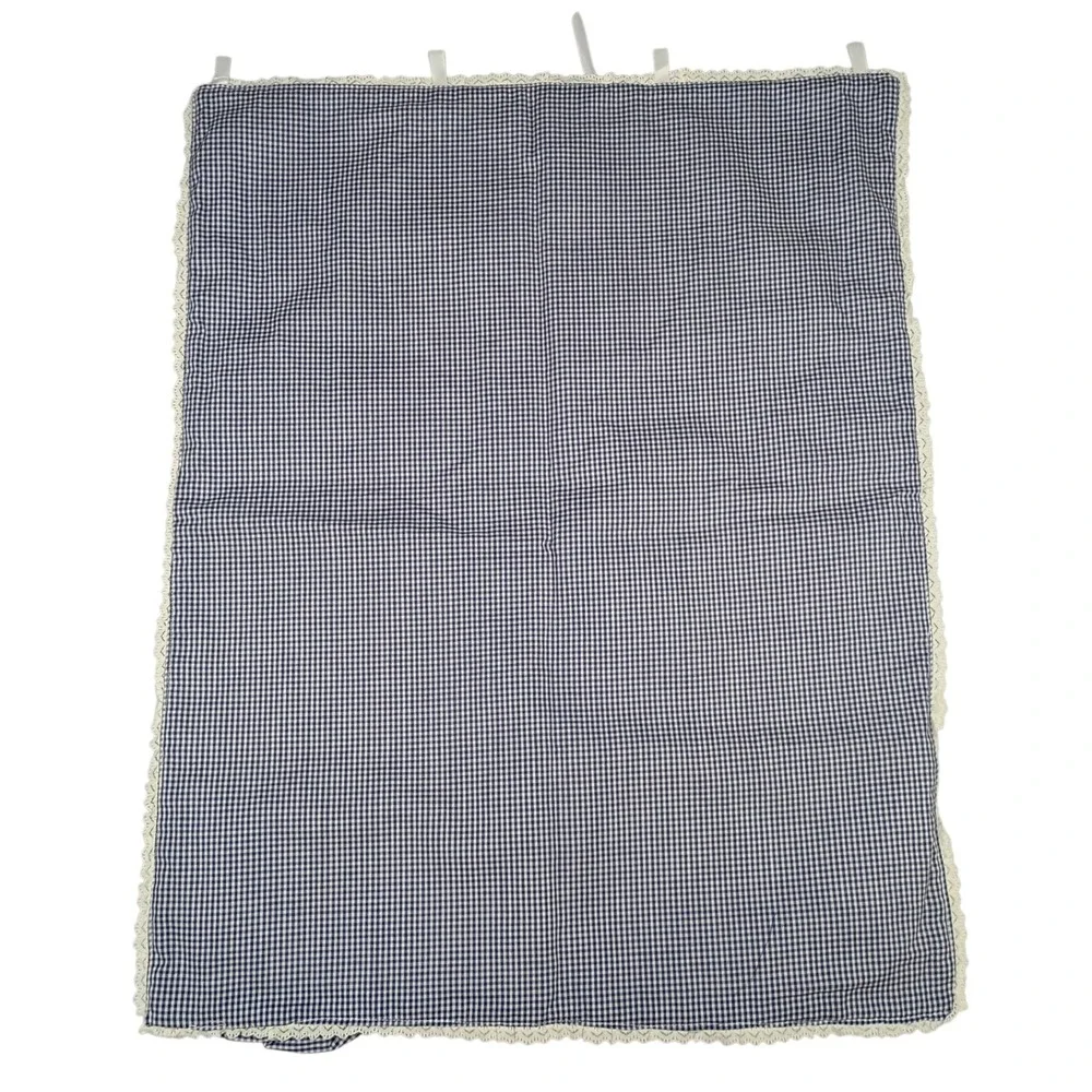 Vintage Handmade Blue & Red Gingham‎ Baby 8 Pocket Wall Organizer Heart 80s